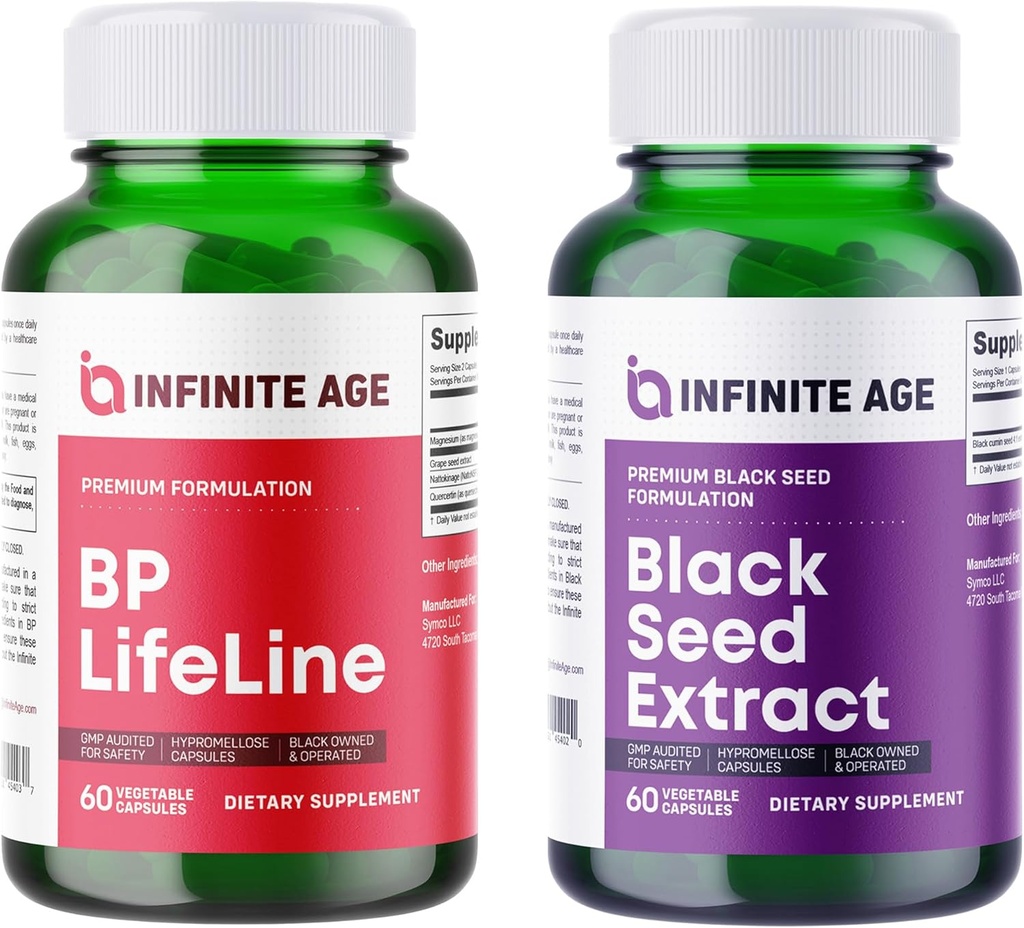 INFINITE AGE Wellness Bundle - 黑籽油提取200mg,BP生命线心脏健康支持补充1030mg - 美国制造