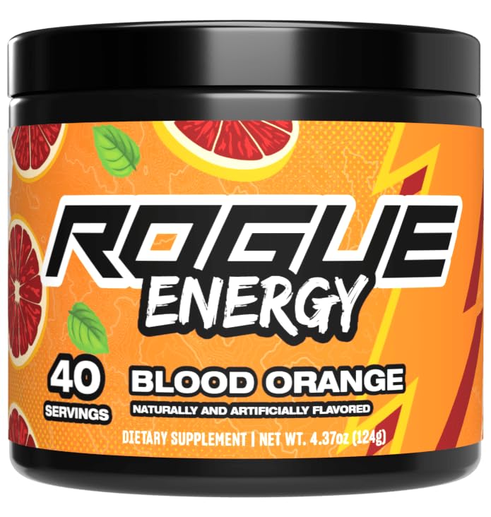 Rogue Energy Drinking Power for Long Gaming Hours - 精神焦点的能量粉 - 糖和葡萄糖免费 - 配有咖啡因和维生素的 Gaming 补充剂 - 美国制造(Blood Orange - 40 services)