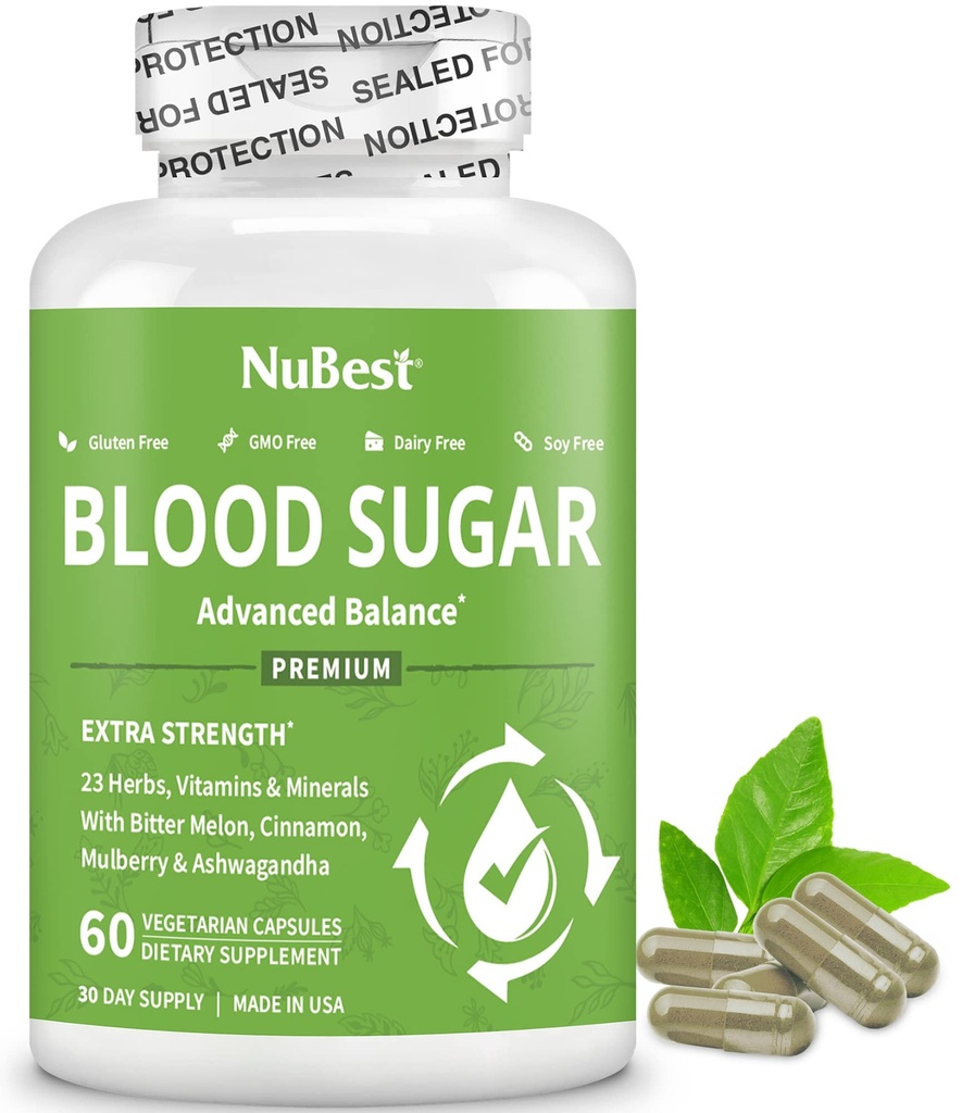 血糖 -- -- 高级配方:Bitter Melon、Ashwagandha、肉桂、铬、镁、维生素、Alpha Lipoic酸、Cayenne Pepper & More -- -- 60 Capsules -- -- 1个月供应