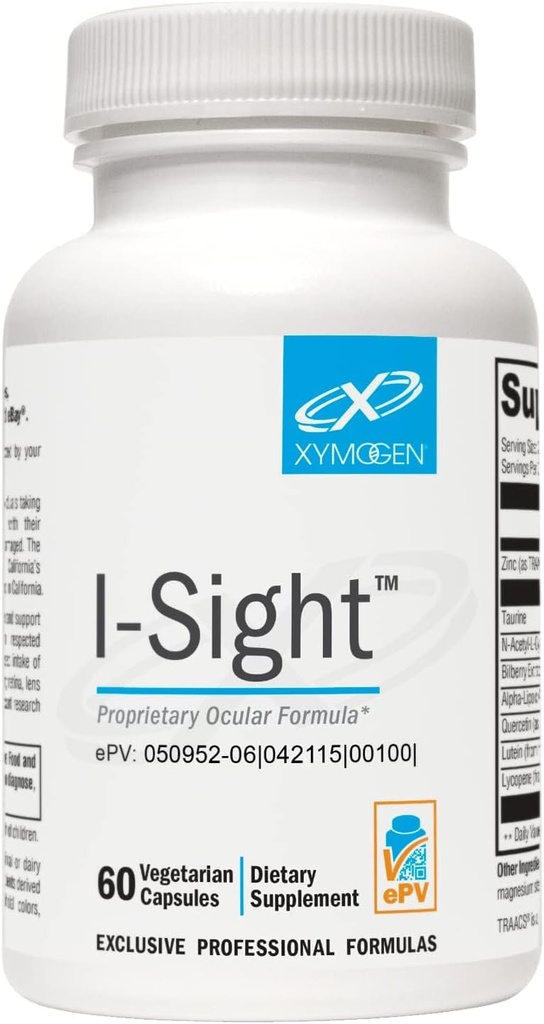 XYMOGEN I-Sight - 支持健康眼结构与功能 - 帮助保护Macula,Retina + Lens 完整性与NAC,ALA,Lutein,Lycopene,Bilberry 提取,Quercetin(60 Capsules)