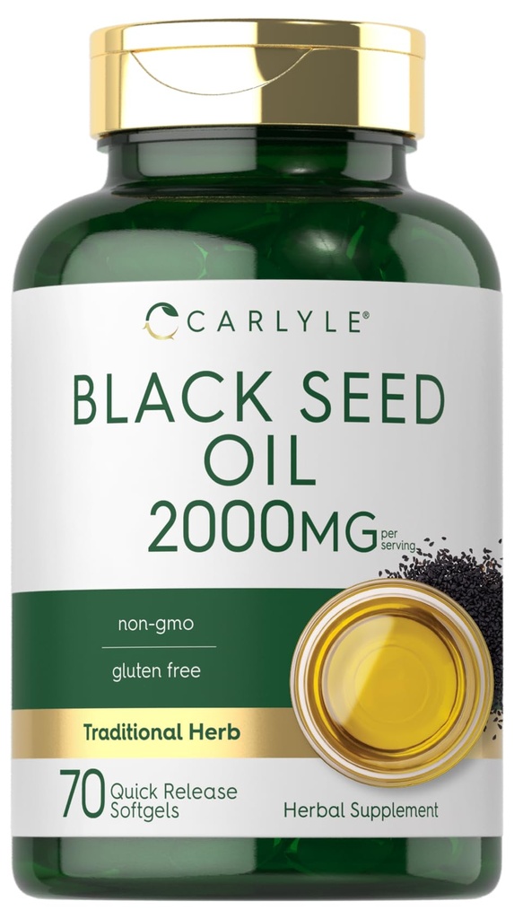 Carlyle Black Seed Oil Softgel Capsules | 2000mg | 70 Pills |  Women  Women  Women  Women  Women  Women   | | | 非 GMO, Gluten 免费草药补充剂