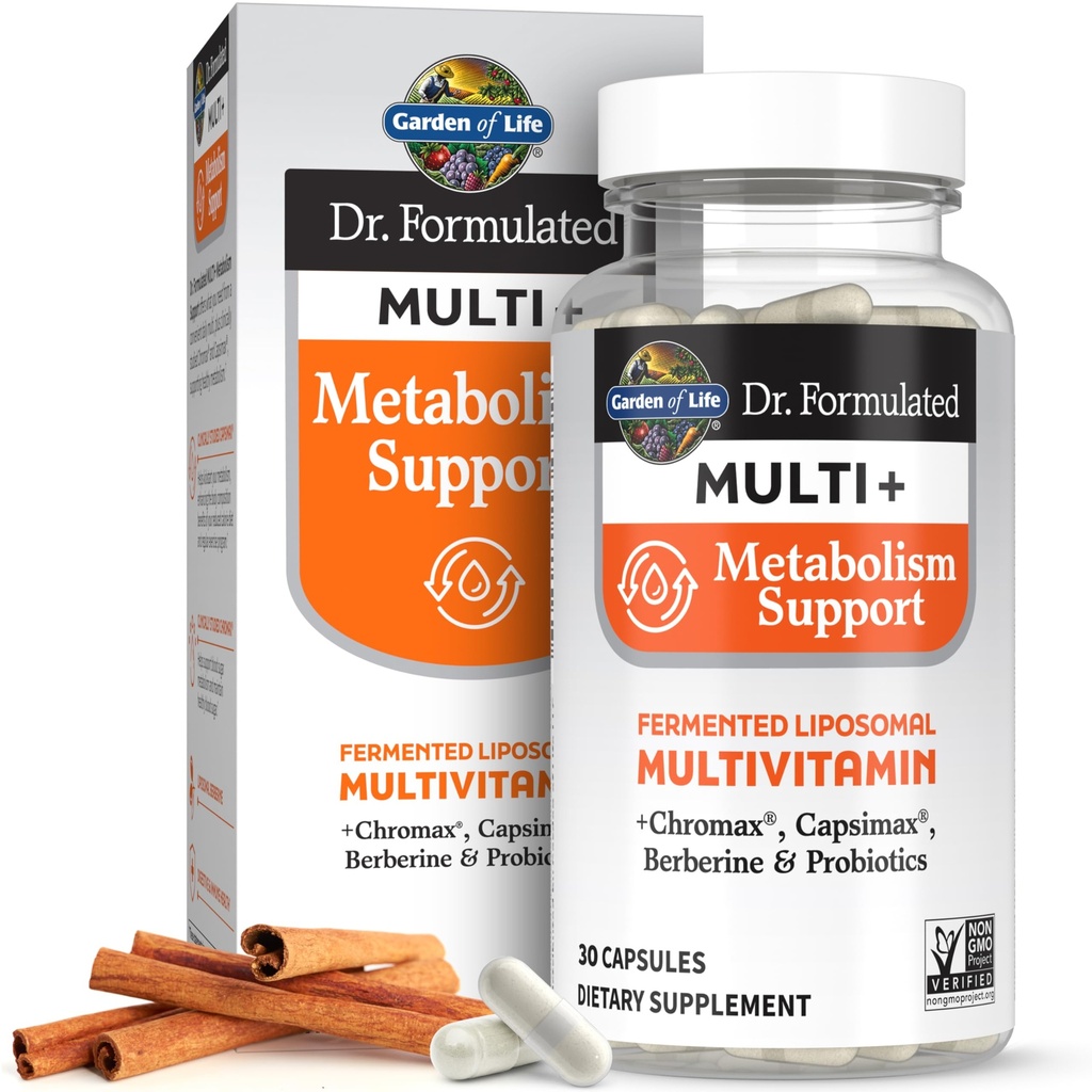 生命花园 Dr. Formulated Multi+代谢支持 - 发酵的 Liposomal Multivitamin + Chromax, Capsimax, Berberine & Probiotics - 30 Capsules
