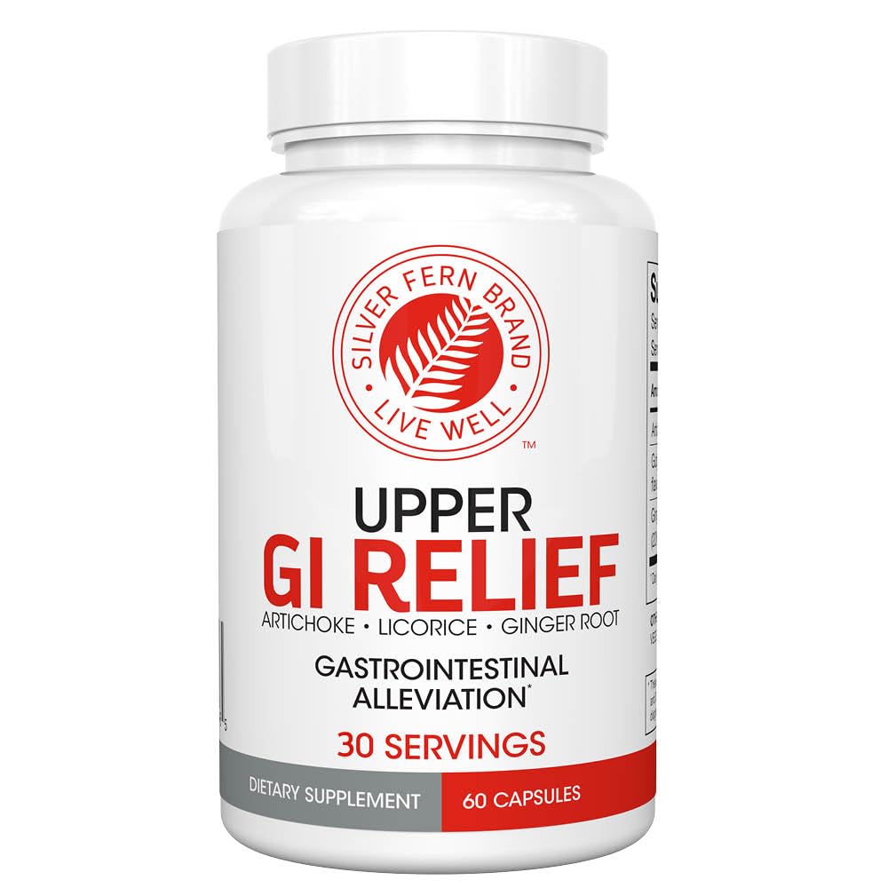 Silver Fern GI Relief - Natural Herbal Supplement - All Natural with Artichoke Leaf Extract, Ginger Root Extract, and GutGuard Licorice Flavoids (1瓶 - 60卡普尔 - 30天供应) (中文(简体) ).