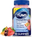TUMS Gummy Bites 偶发心脏烧伤救济、胃肿和酸消化不良、各种水果火焰的饮食补充剂 - 50个