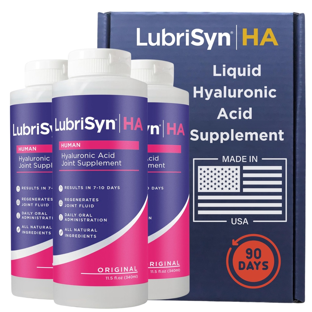 Lubrisyn Hyaluronic Acid 口服联合补编-人类液态HA公式-促进联合支助、流动、灵活性、水分和男女健康功能-原件3 x 11.5oz