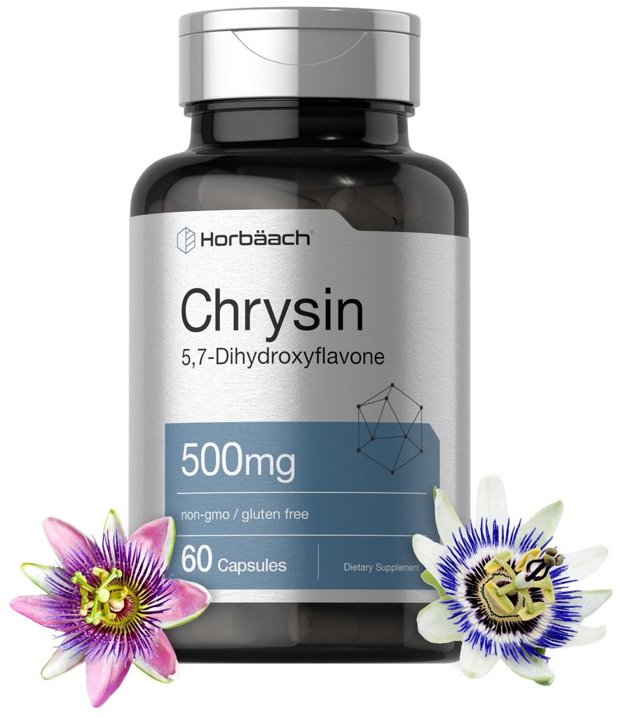 Horbäach Chrysin 补编 | 500mg | 60 Capsules | Passion Flower 摘录 | Non-GMO, Gluten 免费补编