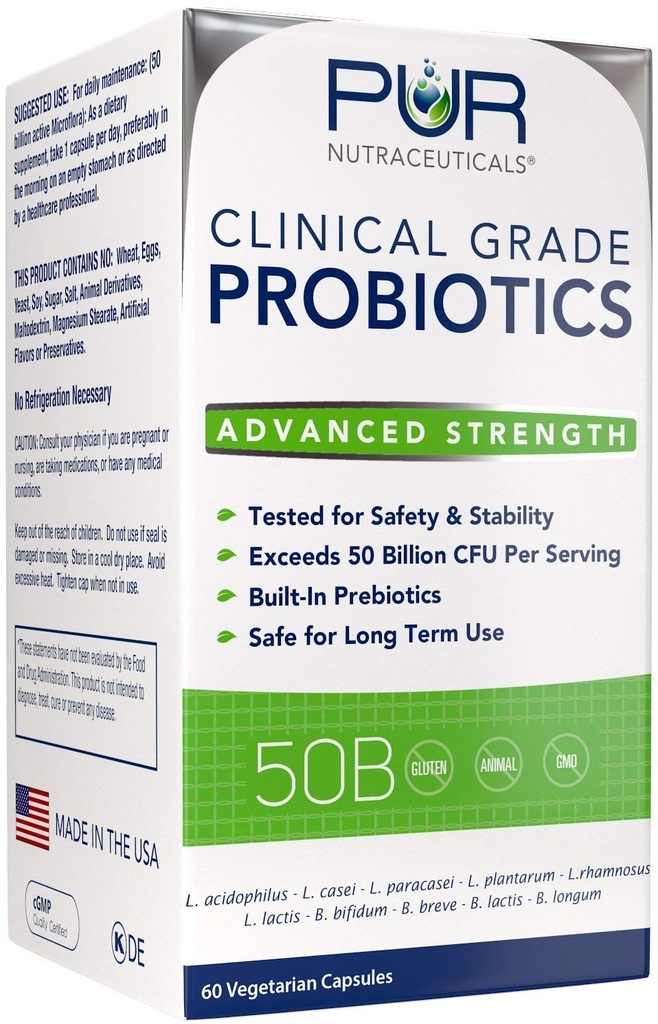 临床水平 Probiotics = 50亿科联/服务 = 10 Strains = 内建预生 = 60 Daily Capsules - 2个月供应 = 所有天然100%在美国制造