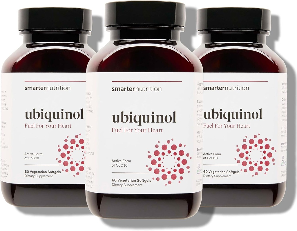 SMARTERNATION Ubiquinol 100mg + 天然植物基完整 Omega 3 6 9 - 临床研究 Ahiflower® Oil - 用于心脏支持的超吸收CoQ10 - 非GMO - 180 Softgels [90日供应]