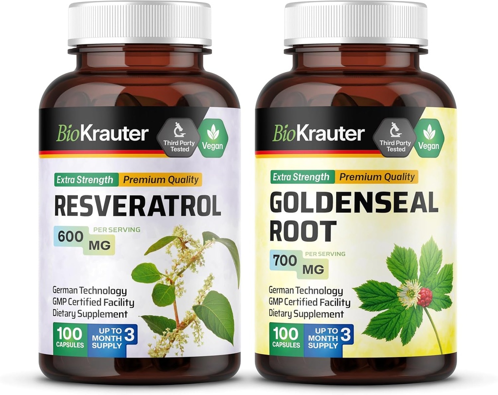 BIO KRAUTER resveratrol 100 Capsules & Goldenseal 100 Capsules 重制压轴器