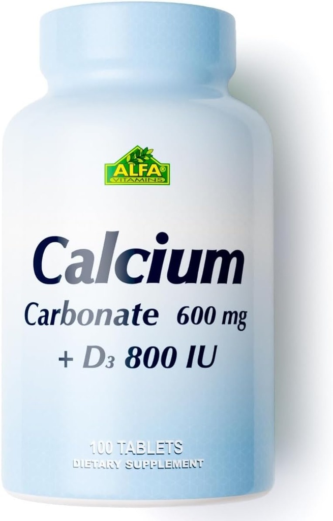 由ALFA维生素提供的600mg钙+D3膳食补充剂 - 促进健康骨头 - 健康牙齿 - 健康心脏 - 健康神经系统 - 100片