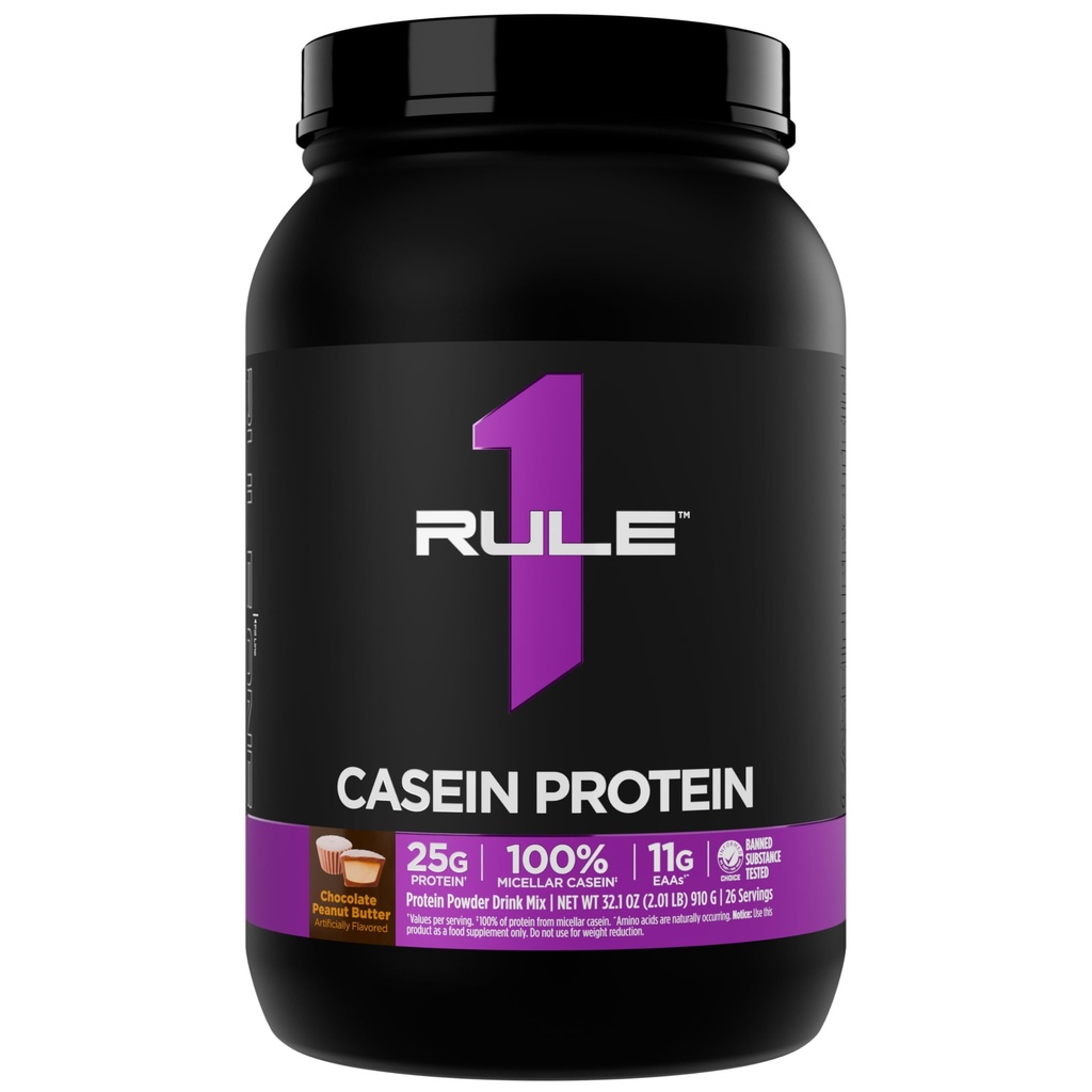 规则1 Casein蛋白 - 25g 蛋白质和11g EAAs Per service from Slow-Release Micellar Casein for over night Recover and Sustainable Protein (2英镑,巧克力花生酱)