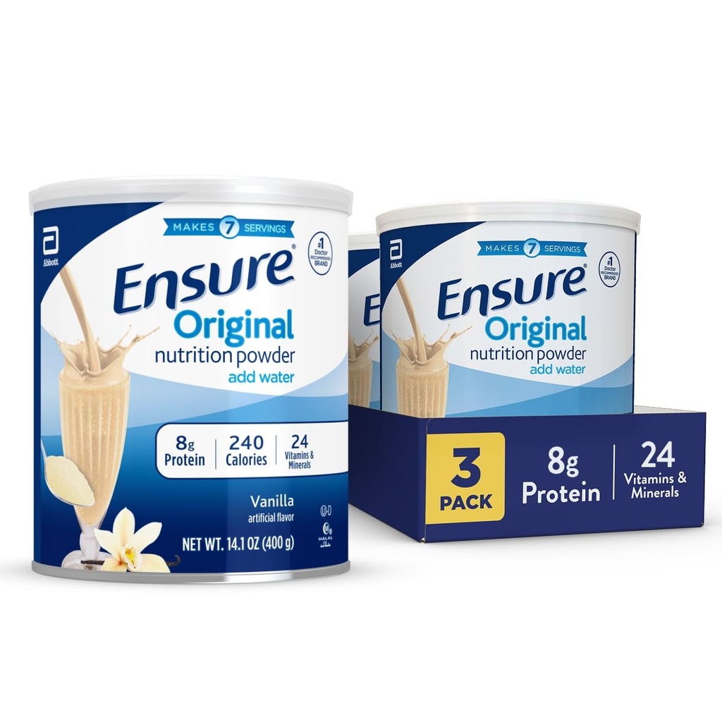 确保原生的香草营养粉 香草蛋白粉 小型食品替代 摇摆混合 8g蛋白,24 维生素和矿物 | Immune健康 14.1 oz - 3包