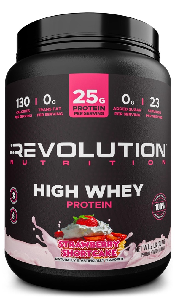 革命营养,高维,蛋白粉2LB,Whey Isolate,Gluten Free,精益肌肉男和女弥撒,25g of Protein Per Scoop,908g,24 services(草莓短饼,2英镑)