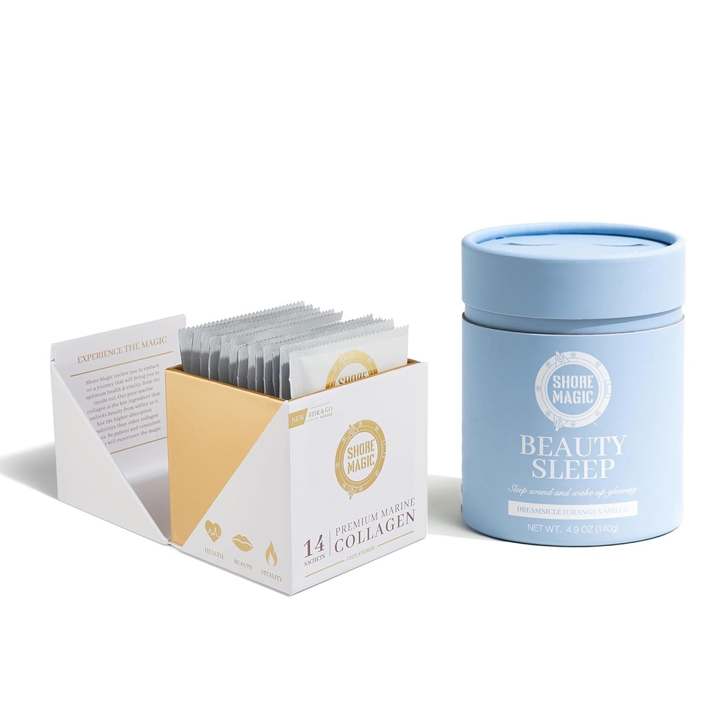 美人睡眠和14天Premium Marine Collagen 到Go Packets The Magic Hours Set