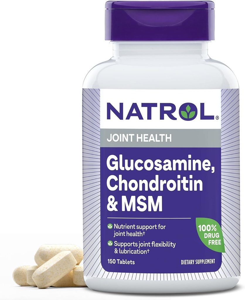 Natrol Glucosamine, Chondroitin and MSM, Dietary Supplement, Joint Health Supplement for Adults, 150 Tablets, Up to a 50 Day Supply