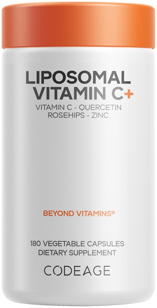 配有锌、长老莓、Citrus Bioflavoids 葡萄果、柠檬、橙粉、Quercetin & Rose HIPS 水果 — Vegan 补充剂 — 非GMO、Vegan Pills、180卡普尔