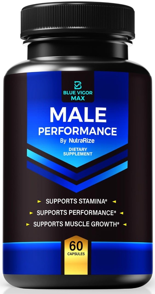 蓝色维戈尔 Max Pills for Men, 男性健身全自然公式和体育场,Premium Capsules for Daily Nature, Performance and Energy, 官方补编 人类评论(60 Capsules)