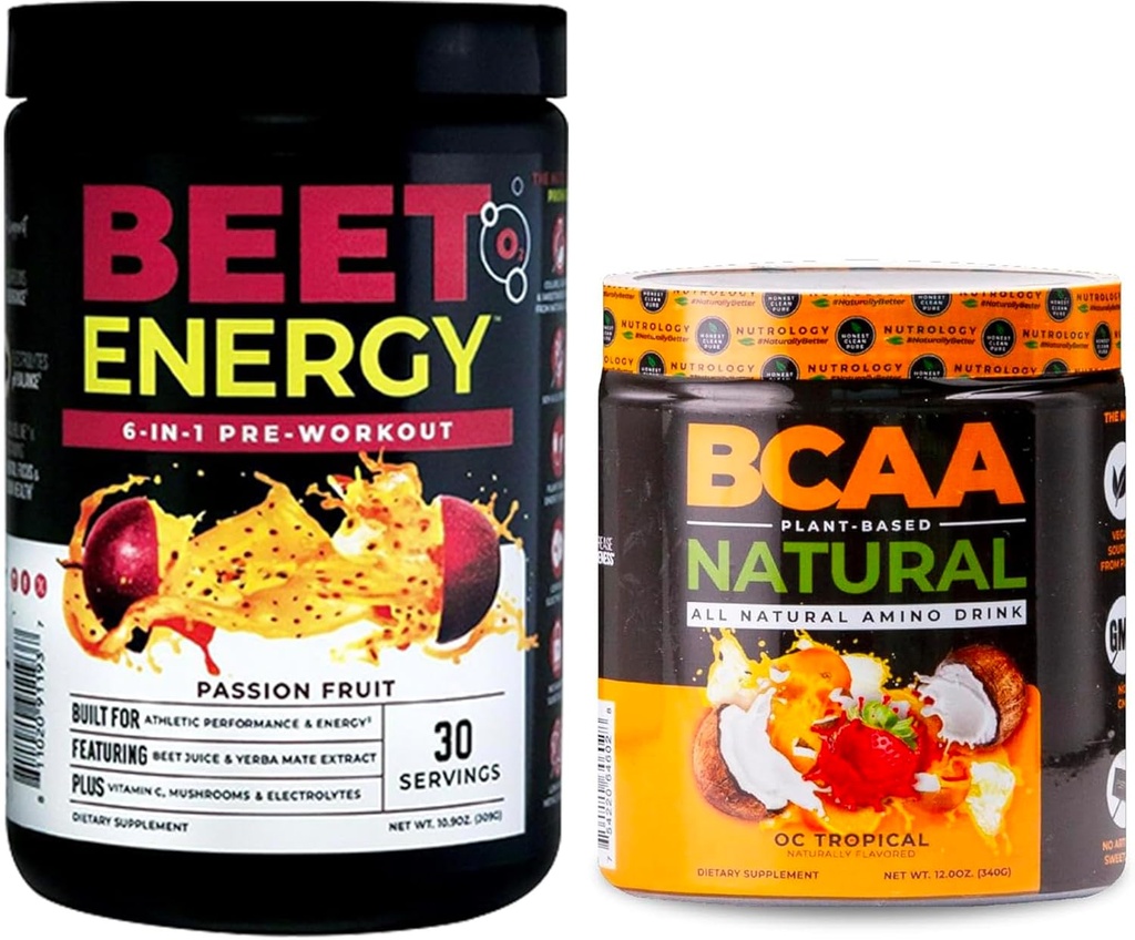 营养学 Beet Natural O2, Pre Workout Power, Passion Flavor (30 services) BCAA Natural, Plant 基于植物的BCAA Power, 橙椰子 Flavor (30 services)