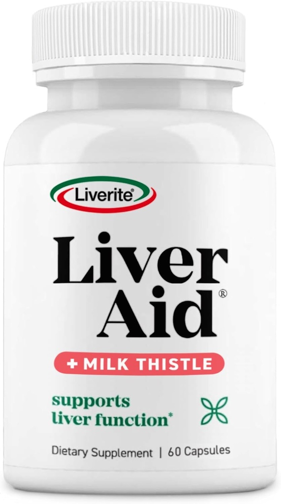 LIVERITE Liver Aid with Milk Thetle 60 Capsules, Liver Supports, Liver Cleanse, Liver Care, Liver 函数,能源