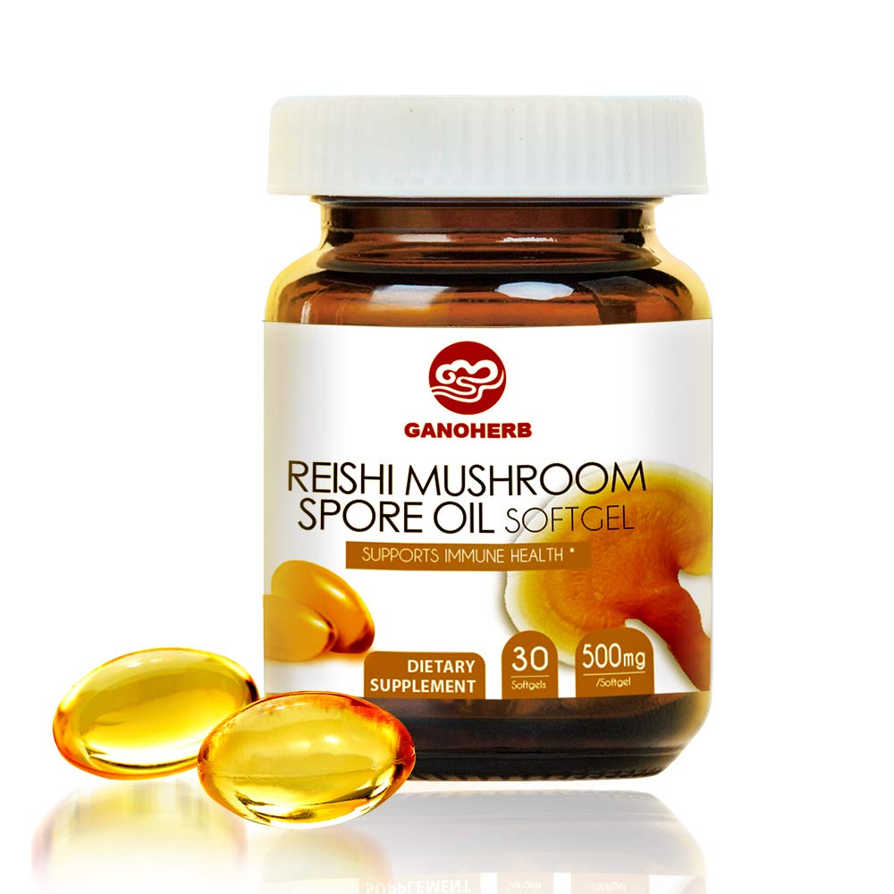 Reishi蘑菇有机油补充剂-Ganoderma Lucidum 抽取卡普苏莱-Immune System 天然能源促进健康与利弗支持-Vegan,非GMO Gluten Free, 30 Veggie Softgels
