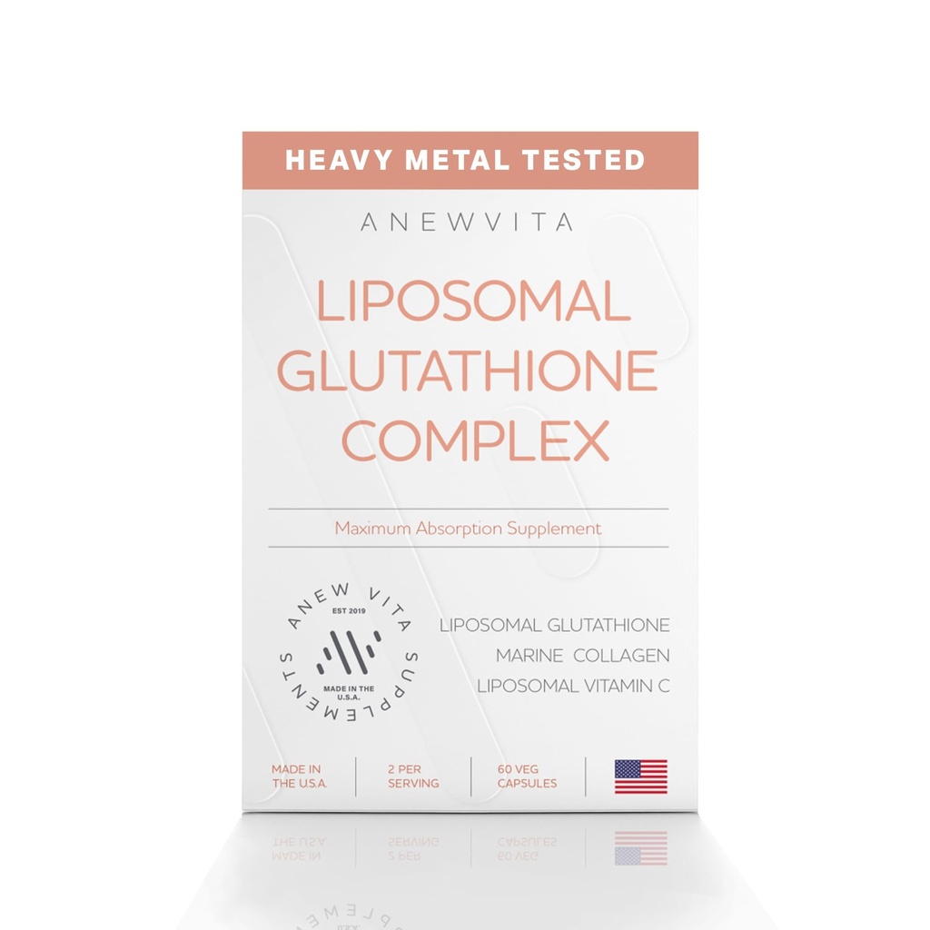 配有海洋胶原和脂原维生素C的Liposomal Glutathione补充剂 - 皮质高温护理补充剂 - 强化耐受法,用于皮肤、脱氧和抗氧化剂支持 - 60 Capsules