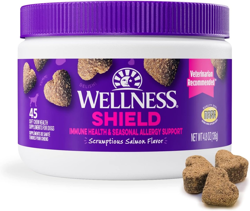 健康 Salmon Flawared Soft Chew Immune 和 对狗的过敏补充, 45 Counter