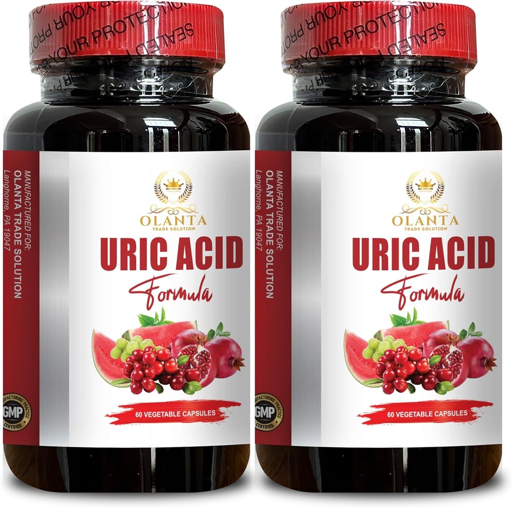 URIC酸支持 - 强大的联合支持和Uric酸,Tart Cherry提取,Uric酸支持公式,肾脏和肝脏支持 - 2瓶120卡普尔