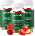 Embody Multivitamin Retinol Gummy - 180 Counter,草莓Flavor - 维生素A 抗衰老,Acne,和Clear Skin - 光荣和年轻头发,皮肤和钉子 - Biotin,维生素C