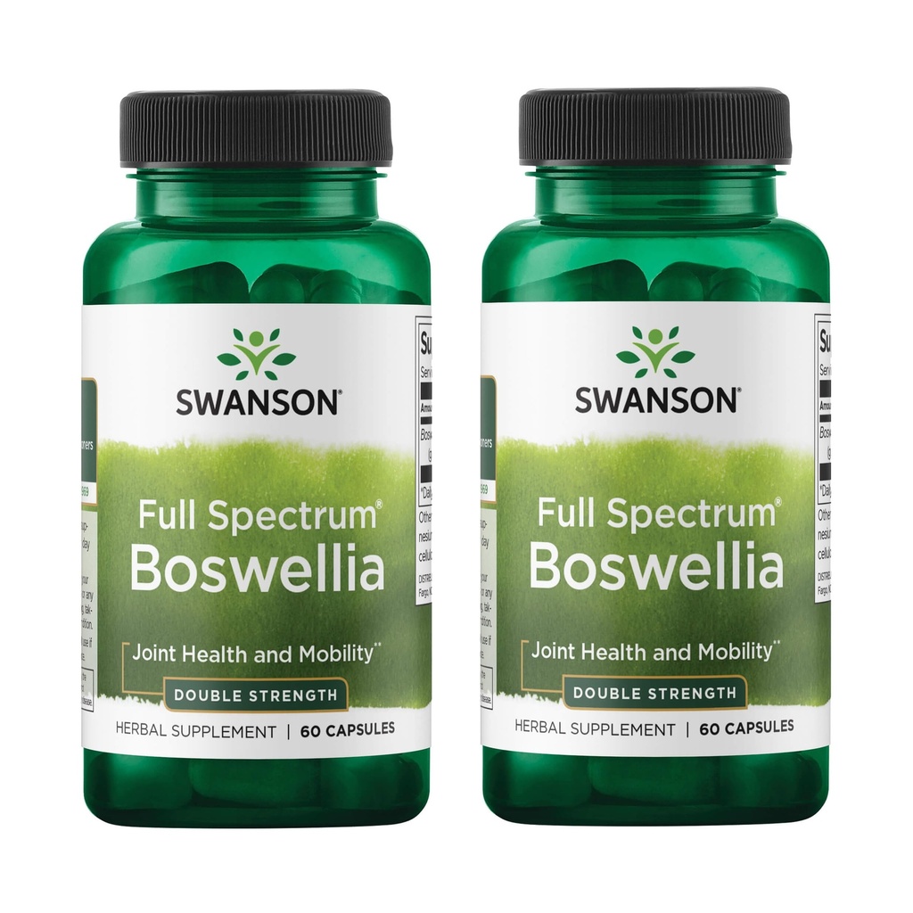 Swanson 双强 Boswellia-Herbal 补编,促进联合支持-Ayurvedic Herb 联合灵活性和流动性支持-Made w/Boswellia Serrata Resin-(60个卡普尔,每个800毫克)