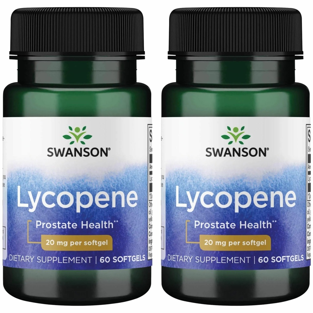 Swanson Lycopene - 促进前列腺健康、心脏健康、和支持正常范围内的血压的自然补充剂 - 男子健康补充剂 - (60软胶) 2 Pack