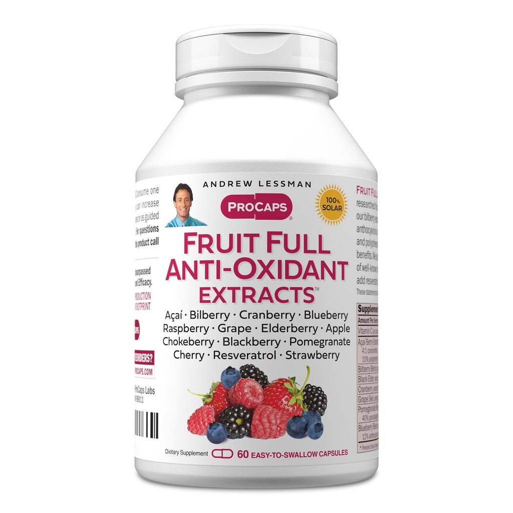 Andrew Lessman 水果全反氧化剂提取器 60 Capsules - 14 天然水果和莓提取器. Bilberry、Cranberry、葡萄种子、石榴、Resveratrol和更多。