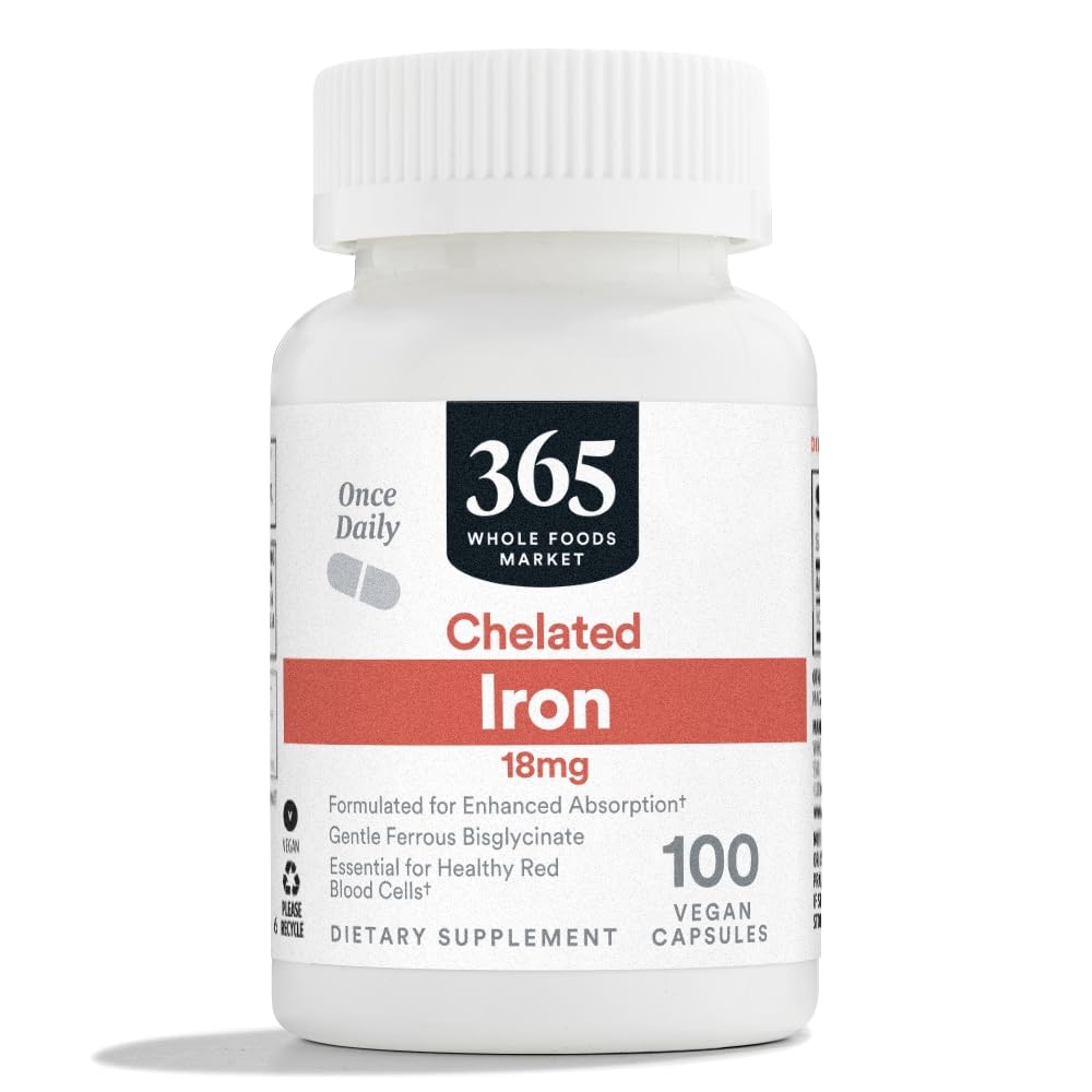 365 由全食品市场,Chelated Iron 18mg, Vegan, 100 Capsules 所制作