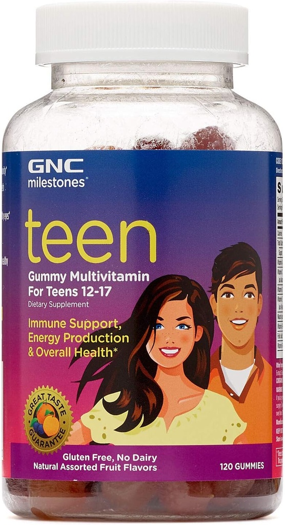 GNC 青少年Gummy Multivitamin for Teens 12-17, 120古米, 免疫支持, 能源生产和整体健康