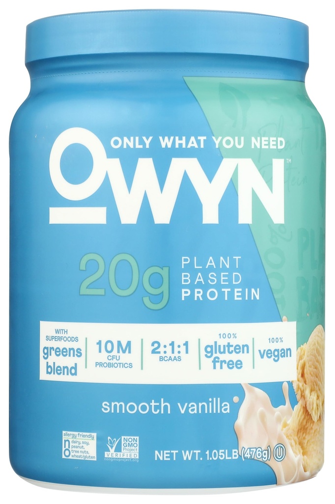OWYN 仅需植物蛋白粉,平滑香草,1.05磅