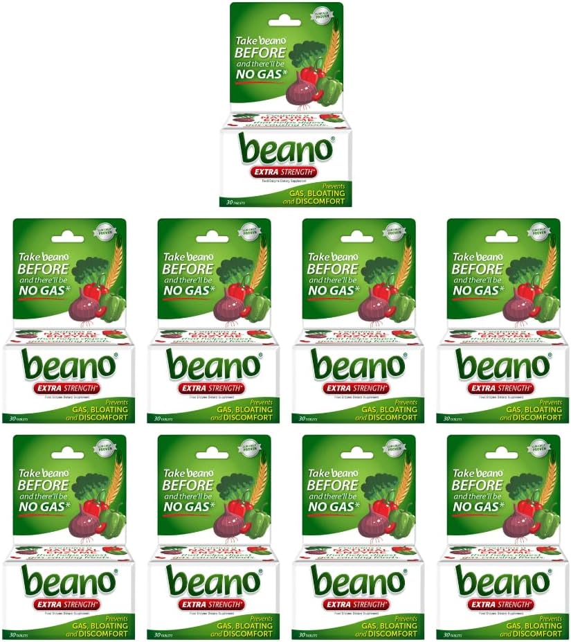 Beano Extra 力量, 消化酶补充, 防止气体, 催化和不适( Package May Vary) 30 Counts Each (Pack of 9)