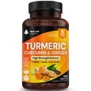 Turmeric Tablets - 高强度抽取与黑椒和姜(365片) 活性95% Turmeric Crucumin 补充,Vegan, GMP, GMO Free Gluten Free, UK 由新叶制作
