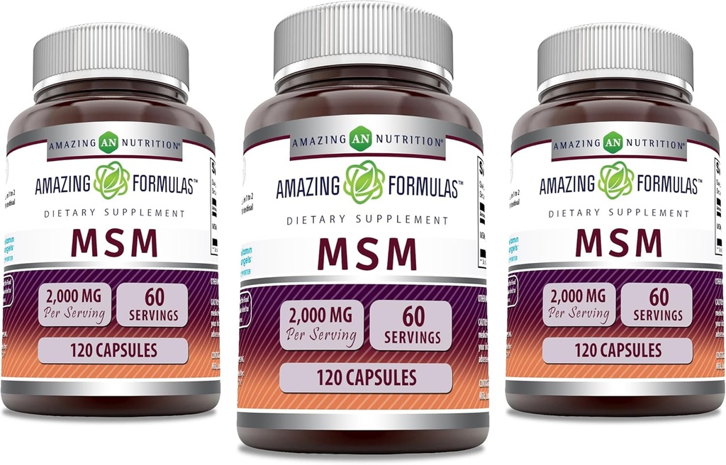 《神奇的方程式》MSM(甲基乙磺酰甲烷)补编 |2000 Mg Per service | | Capsules | Non-GMO | Gluten Free | | | |(3 Pack, 120 Counter)