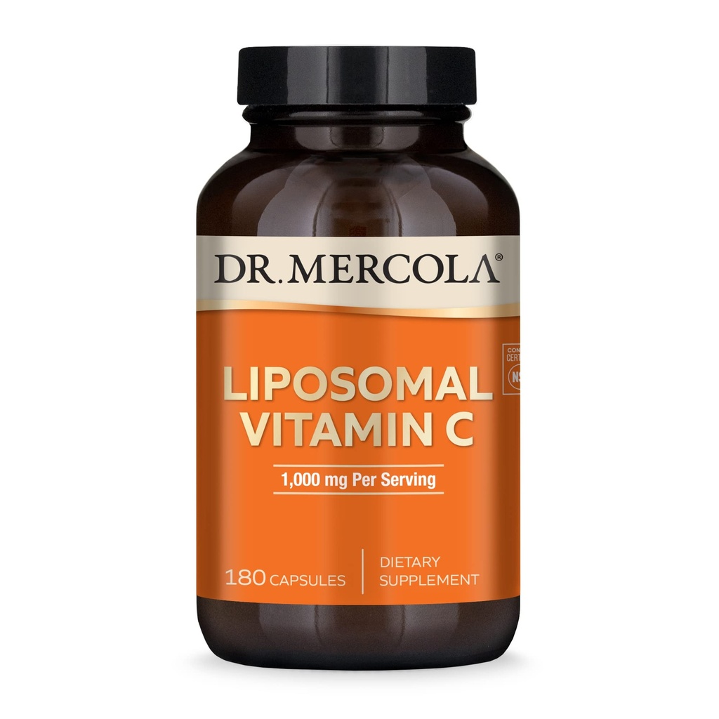 Mercola Liposomal Vitamin C博士 -- -- 脑、心脏、眼和免疫支持 -- -- 提供1,000毫克的生物可用维生素C -- -- 非GMO、无糖和无豆 -- -- 180卡普尔(90名服务员)
