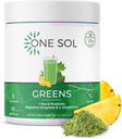 One Sol Greens, 超级绿药减少布局和改善Gut健康, 超级食品新鲜的Bloom 有机绿色 混合汁和平滑的混合, Pre & Probiotic with Digestive Enzymes, Vegan & Soy Free
