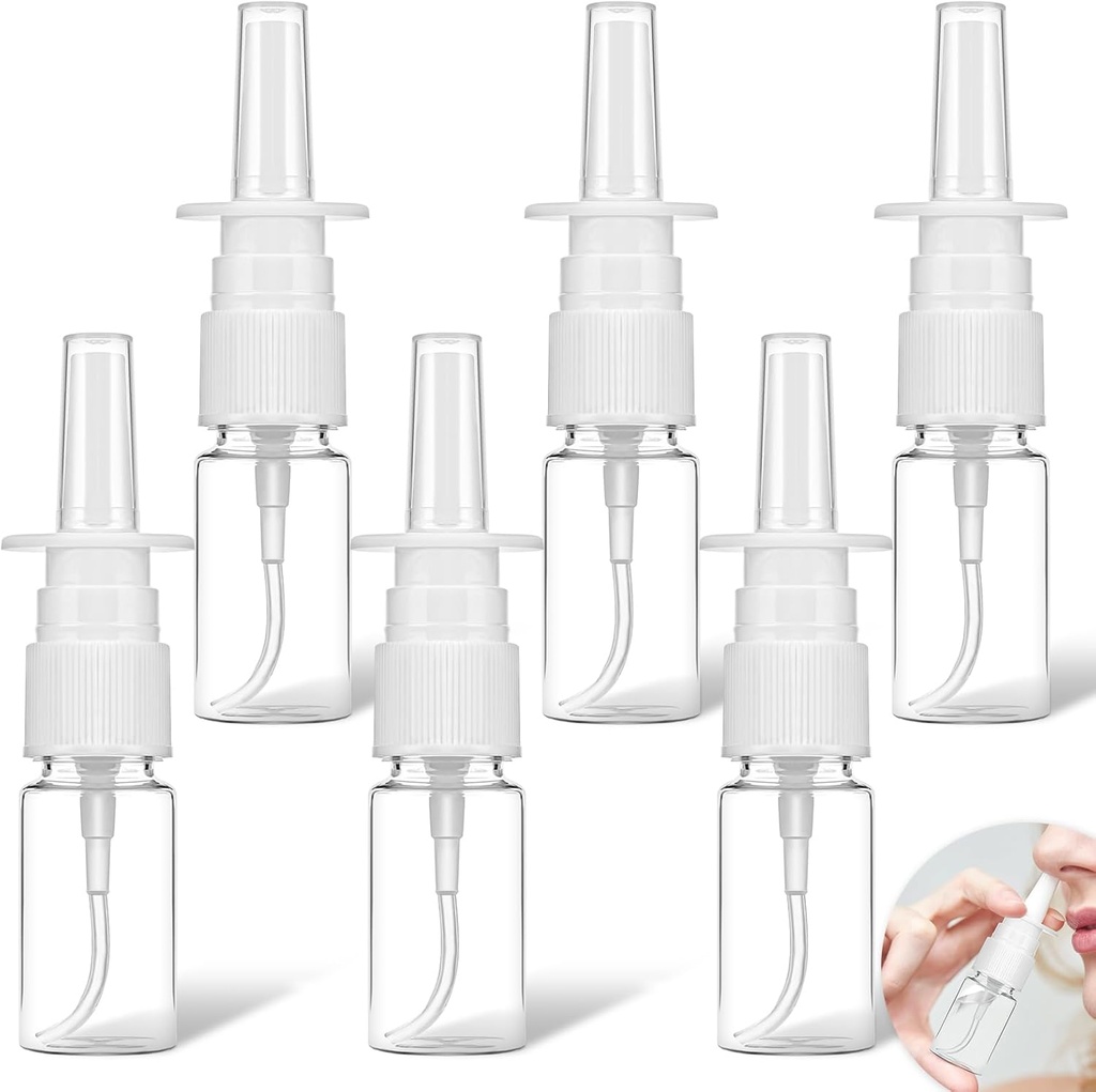 6 Pcs 清鼻喷雾瓶、10ml 空喷雾瓶、可再填充的阿托米瑟小雾喷雾器以及用于基本油类、伤痕消毒剂的喷雾头塑料喷雾容器