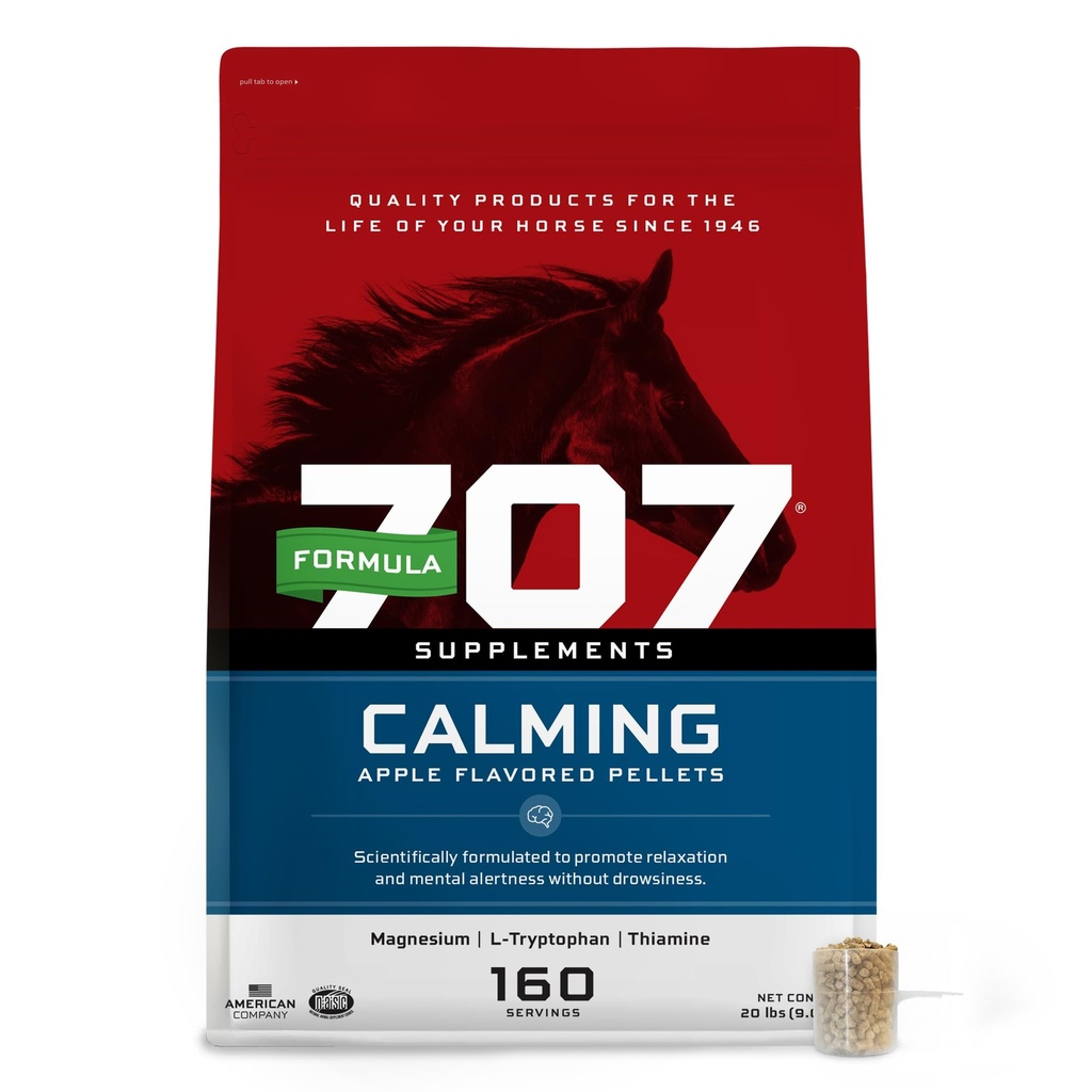 707 冷却 Equine Supplement 20LB Bag – 160 services – 对马的焦虑救济和增强重点 L-Tryptophan, Thiamine & 镁