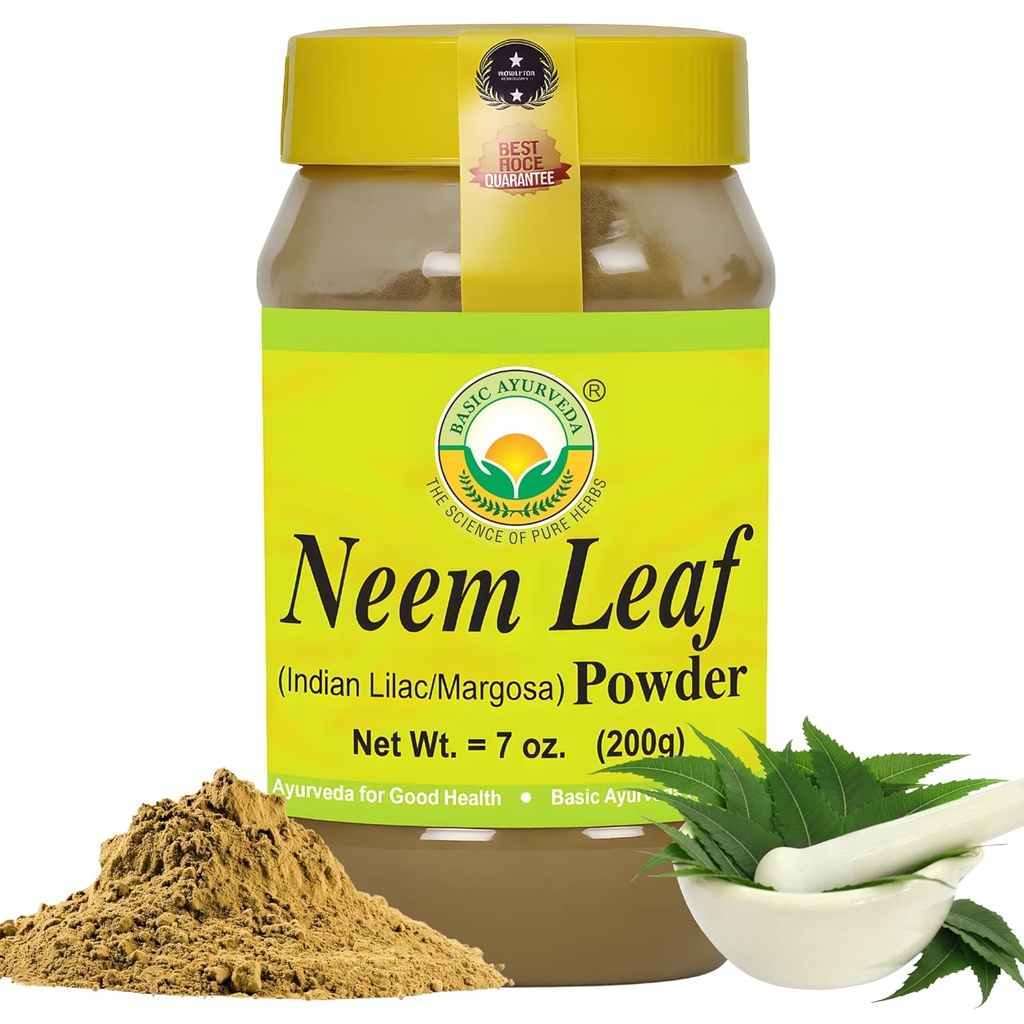 BASIC AYURVEDA NEEM Leaf Powder 7.05 Oz(200g) 纯和天然草药补充剂 皮肤,毛发与健康 → Acne Care → 无防腐剂或添加剂
