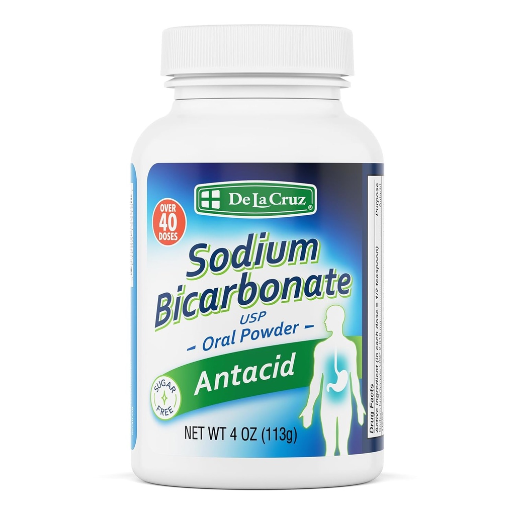 De La Cruz Pure Sodium Bicarbolate Powder – Baking Soda & Baking Powder 免费安非他明 用于心本和消化 – 包装在美国 – 4 OZ.
