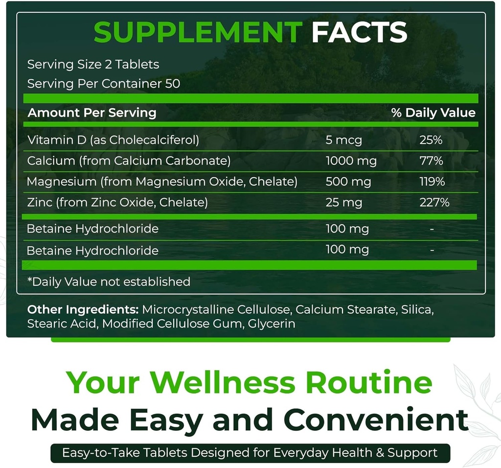 Natural Nutra 250 Counter,镁锌钙加维生素D3补充剂,用于骨强,神经健康,帮助改善更好的维贝,Gluten无糖无糖,基本矿物综合体