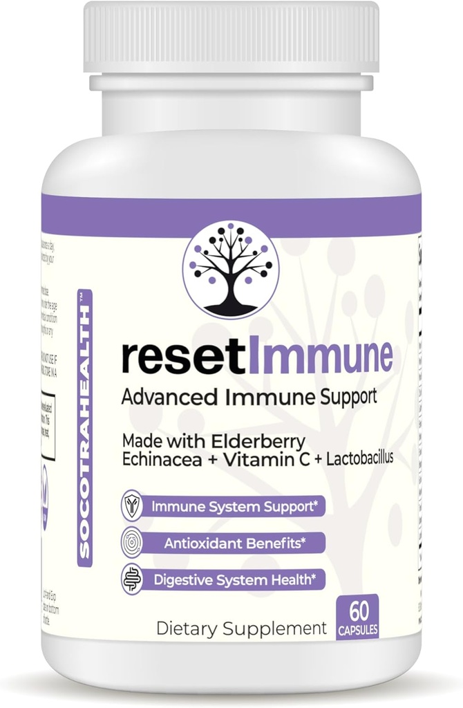重置Immune - 高级Immune支持 - 与长老莓, Echinacea, 维生素C, 乳房- 60 Vegan Capsules