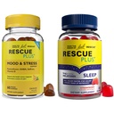 RESCUE Bach Plus Sleep Gummys 配有5mg Melatonin/剂量[和] Bach Plus Mood & 压力支持 配有关键营养物和植物学的Gummys - 2PK 饮食补充品,每份60Ct