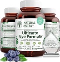 Natural Nutra Ultimate Eye Health Supplement - Bilberry & Blueberry screw 白昼和夜视支持的混合剂,促进色彩感知和眼睛清晰度 - Non-GMO, Vegan - 30 Capsules (Pack of 3)