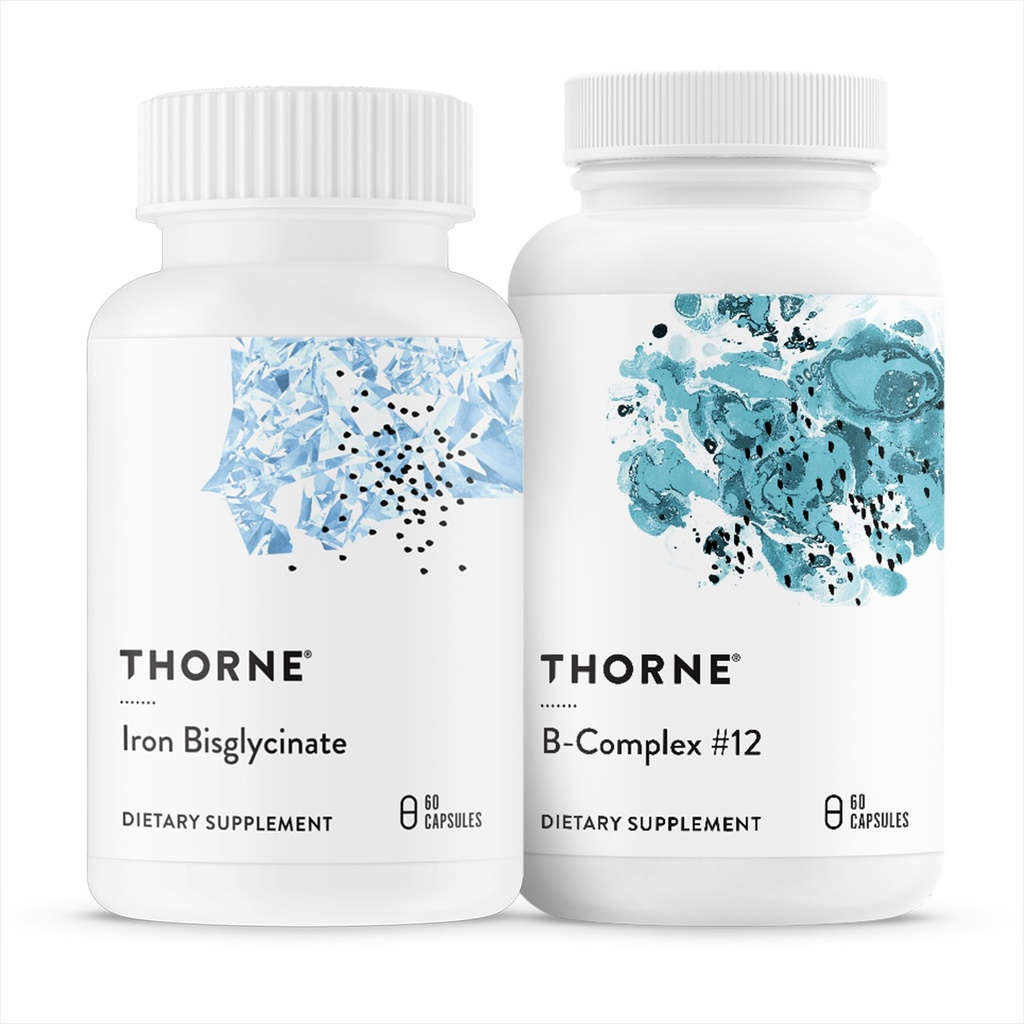 THORNE - Nutrient Essentials Duo - Iron Bisglycinate & B-Complex #12 for Energy Support and Blood Building - 60 Servings