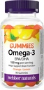 Webber Naturals Omega-3 Gummys 50毫克EPA/DHA − EPA/DHA 橙色 樱桃 柠檬 90毫克 Gummys