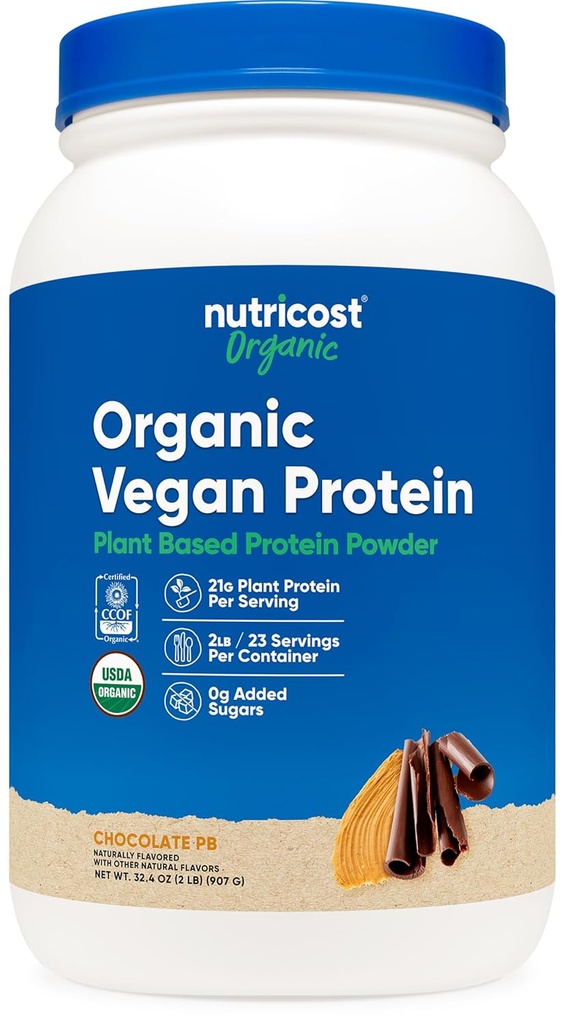 营养成本 有机 Vegan 蛋白质 巧克力花生酱(2 LB) - 无胶质,无转基因生物